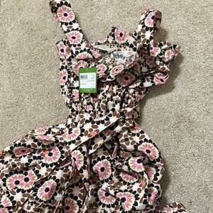 Kate Spade Floral Sleeveless Dress with Pink and Brown Pattern with belt Size 4